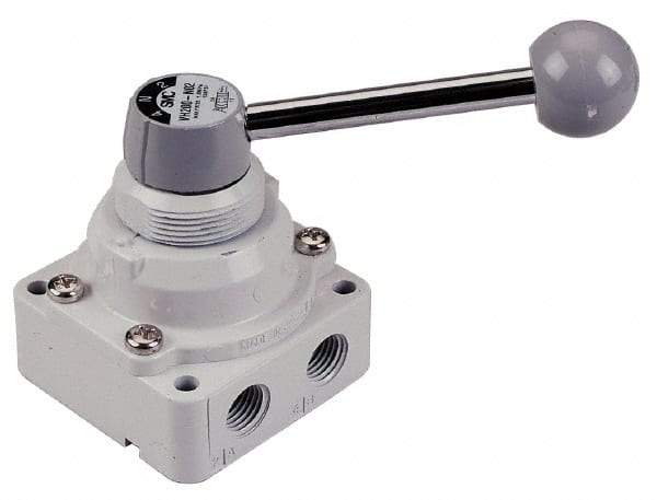 SMC PNEUMATICS - 1/2" NPT Rotary Hand Air Valve - 3 Position, 3.1 CV Rate, 150 Max psi & 140°F Max Temp - Makers Industrial Supply