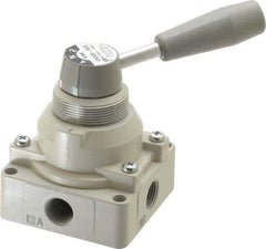 SMC PNEUMATICS - 3/8" NPT Rotary Hand Air Valve - 3 Position, 1.1 CV Rate, 150 Max psi & 140°F Max Temp - Makers Industrial Supply