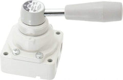 SMC PNEUMATICS - 1/4" NPT Rotary Hand Air Valve - 3 Position, 0.4 CV Rate, 150 Max psi & 140°F Max Temp - Makers Industrial Supply