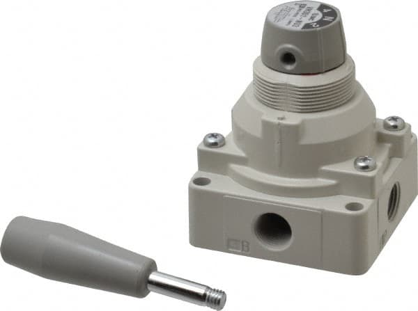 SMC PNEUMATICS - 3/8" NPT Rotary Hand Air Valve - 3 Position, 1.1 CV Rate, 150 Max psi & 140°F Max Temp - Makers Industrial Supply