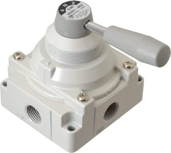 SMC PNEUMATICS - 1/2" NPT Rotary Hand Air Valve - 3 Position, 3.1 CV Rate, 150 Max psi & 140°F Max Temp - Makers Industrial Supply