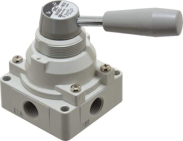 SMC PNEUMATICS - 3/8" NPT Rotary Hand Air Valve - 2 Position, 1.1 CV Rate, 150 Max psi & 140°F Max Temp - Makers Industrial Supply