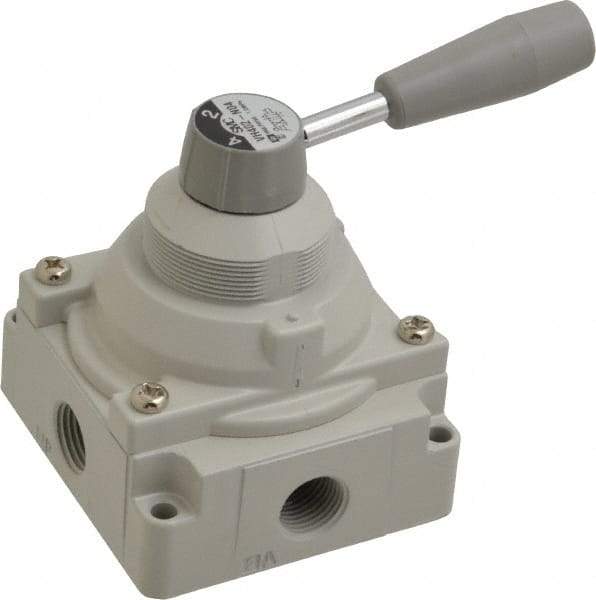 SMC PNEUMATICS - 1/2" NPT Rotary Hand Air Valve - 2 Position, 3.1 CV Rate, 150 Max psi & 140°F Max Temp - Makers Industrial Supply