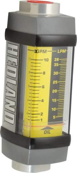 Hedland - 3/4" NPTF Port Oil & Petroleum-Based Liquid Flowmeter - 3000 Max psi, 1 to 10 GPM, Anodized Aluminum - Makers Industrial Supply