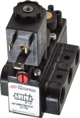 ARO/Ingersoll-Rand - 1/4" Inlet x 1/4" Outlet, Solenoid Actuator, Spring Return, 2 Position, Body Ported Solenoid Air Valve - 24 VDC Input, 54 CFM, 1.5 CV, 4 Way, 150 psi, 2-15/16" Long x 1-15/16" Wide x 1-15/16" High, 0 to 180°F - Makers Industrial Supply