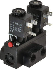 ARO/Ingersoll-Rand - 1/4" Inlet x 1/4" Outlet, Solenoid Actuator, Solenoid Return, 3 Position, Body Ported Solenoid Air Valve - 24 VDC Input, 32 CFM, 0.9 CV, 4 Way, 150 psi, 2-15/16" Long x 1-15/16" Wide x 1-13/16" High, 0 to 180°F - Makers Industrial Supply