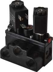 ARO/Ingersoll-Rand - 3/8" Inlet x 3/8" Outlet, Solenoid Actuator, Solenoid Return, 2 Position, Body Ported Solenoid Air Valve - 120 VAC Input, 63 CFM, 1.7 CV, 4 Way, 150 psi, 4" Long x '2-1/2" Wide x 3-5/8" High, 0 to 180°F - Makers Industrial Supply