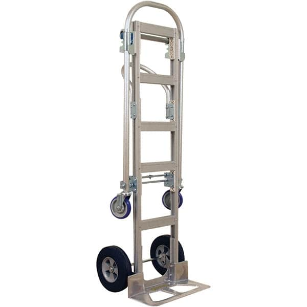 Wesco Industrial Products - 1,000 Lb Capacity 61-1/2" OAH Hand Truck - 18 x 7-1/2" Base Plate, Continuous Handle, Aluminum, Solid Rubber Wheels - Makers Industrial Supply