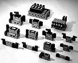 SMC PNEUMATICS - 2 CV Flow Rate, Double Solenoid Pilot Operated Valve - 5 Port, 2 Position, 3/8" NPT Inlet, 24 V - Makers Industrial Supply