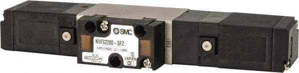 SMC PNEUMATICS - 0.8 CV Flow Rate, Double Solenoid Pilot Operated Valve - 5 Port, 2 Position, 1/4" NPT Inlet, 24 V - Makers Industrial Supply