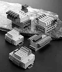 SMC PNEUMATICS - 0.3 CV Flow Rate, 6 Station Pilot Operated Solenoid Valve - 1/4" Push to Connect Inlet, Bar Manifold Base Mounted - Makers Industrial Supply