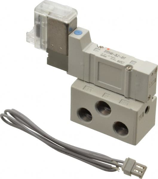 SMC PNEUMATICS - 0.3 CV Flow Rate, Single Solenoid Pilot Operated Valve - 5 Port, 2 Position, Spring Return, 1/8" NPT Inlet, 110 V - Makers Industrial Supply