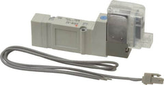 SMC PNEUMATICS - 0.3 CV Flow Rate, Single Solenoid Pilot Operated Valve - 5 Port, 2 Position, Spring Return, 1/4" Push to Connect Inlet, 110 V - Makers Industrial Supply