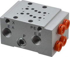 SMC PNEUMATICS - 0.3 CV Flow Rate, 2 Station Pilot Operated Solenoid Valve - 1/4" Push to Connect Inlet, Bar Manifold Base Mounted - Makers Industrial Supply