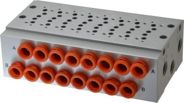 SMC PNEUMATICS - 0.3 CV Flow Rate, 8 Station Pilot Operated Solenoid Valve - 1/4" Push to Connect Inlet, Bar Manifold Base Mounted - Makers Industrial Supply