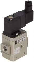 SMC PNEUMATICS - 1/2" Female NPT x 1/8" Gage Port Soft Start-Up Valve - 110V, AC Input, DIN Electrical Entry & 30 to 150 psi - Makers Industrial Supply