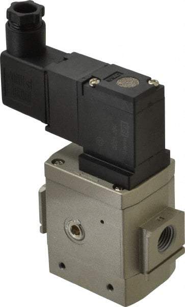 SMC PNEUMATICS - 1/4" Female NPT x 1/8" Gage Port Soft Start-Up Valve - 24V, DC Input, DIN Electrical Entry & 30 to 150 psi - Makers Industrial Supply