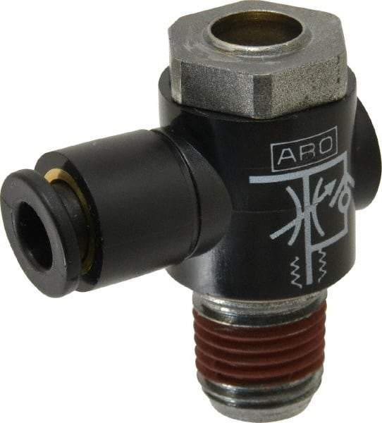 ARO/Ingersoll-Rand - 1/4" Male NPT x 1/4" Female NPT Right Angle Flow Control Valve - Makers Industrial Supply