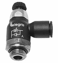 Legris - 5/32" Tube OD x 1/8 Male NPT Compact Meter Out Flow Control Valve - 14.5 to 145 psi, Nylon - Makers Industrial Supply