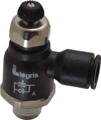 Legris - 3/8" Tube OD x 1/4 Male NPT Compact Meter Out Flow Control Valve - 14.5 to 145 psi, Nylon - Makers Industrial Supply