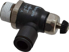 Legris - 3/8" Tube OD x 3/8 Male NPT Compact Meter Out Flow Control Valve - 14.5 to 145 psi, Nylon - Makers Industrial Supply