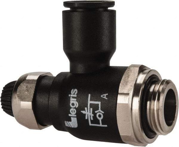 Legris - 10mm Tube OD x 3/8 Male BSPP Compact Meter Out Flow Control Valve - 14.5 to 145 psi, Nylon - Makers Industrial Supply