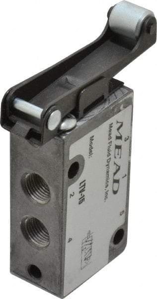 Mead - 4 Way Control Light Touch Valve - 1/8" NPT Inlet, Roller Leaf - Makers Industrial Supply