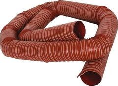 Hi-Tech Duravent - 3" ID, 12 Hg Vac Rating, 30 psi, Fiberglass Vacuum & Duct Hose - 12' Long, Brick Red, 3" Bend Radius, -75 to 500°F (Intermittent to 600) - Makers Industrial Supply