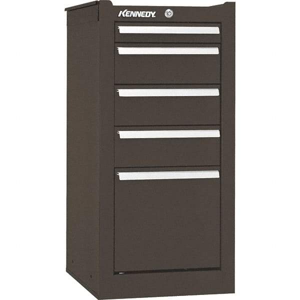 Kennedy - 5 Drawer Brown Side Cabinet - 13-5/8" Wide x 29" High x 20" Deep, Use with 29" Wide Roller Cabinet - Makers Industrial Supply