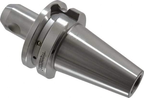 Accupro - BT40 Taper Shank 3/8" Hole End Mill Holder/Adapter - 1" Nose Diam, 2-1/2" Projection, M16x2.0 Drawbar, Through-Spindle & DIN Flange Coolant - Exact Industrial Supply