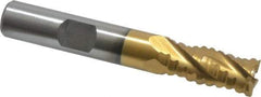 Interstate - 3/8" Diam, 3/4" LOC, 4 Flute Cobalt Roughing & Finishing Square End Mill - TiN Finish, 2-1/2" OAL, 3/8" Shank Diam, Weldon Shank, 30° Helix, Non-Centercutting - Makers Industrial Supply