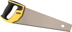 Stanley - 15" Steel Blade Fine Finish Saw - Ergonomic High Impact Polypropylene, Rubber Handle with Cushion Grip, 18-3/4" OAL - Makers Industrial Supply