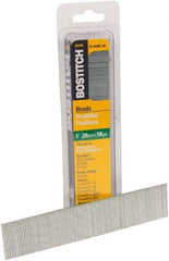 Stanley Bostitch - 18 Gauge 0.05" Shank Diam 1" Long Brad Nails for Power Nailers - Steel, Bright Finish, Ring Shank, Straight Stick Adhesive Collation, Brad Head, Chisel Point - Makers Industrial Supply