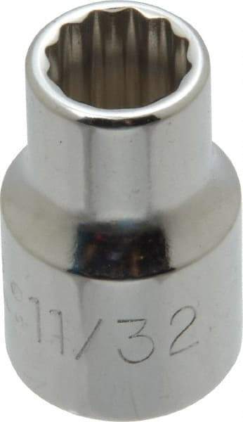 Proto - 11/32", 3/8" Drive, Standard Hand Socket - 12 Points, 1-3/32" OAL, Alloy Steel, Chrome Finish - Makers Industrial Supply