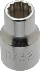 Proto - 11/32", 3/8" Drive, Standard Hand Socket - 12 Points, 1-3/32" OAL, Alloy Steel, Chrome Finish - Makers Industrial Supply