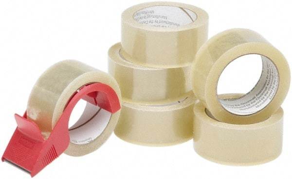 Ability One - 2" x 55 Yd Clear Hot Melt Adhesive Sealing Tape - Polypropylene Film Backing, 3.1 mil Thick - Makers Industrial Supply