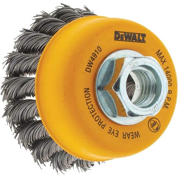DeWALT - 5/8-11 Threaded Arbor, Cup Brush - 0.02 Wire Diam - Makers Industrial Supply