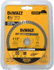 DeWALT - 4-1/2" Diam, 7/8" Arbor Hole Diam, Wet & Dry Cut Saw Blade - Diamond-Tipped, Standard Round Arbor - Makers Industrial Supply