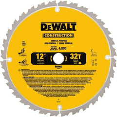 DeWALT - 12" Diam, 1" Arbor Hole Diam, 32 Tooth Wet & Dry Cut Saw Blade - Carbide-Tipped, General Purpose Action, Standard Round Arbor - Makers Industrial Supply