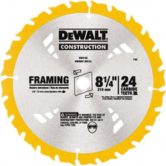 DeWALT - 8-1/4" Diam, 5/8" Arbor Hole Diam, 24 Tooth Wet & Dry Cut Saw Blade - Tungsten Carbide-Tipped, Smooth Action, Diamond Arbor - Makers Industrial Supply