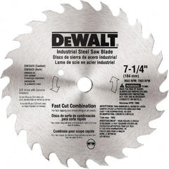 DeWALT - 7-1/4" Diam, 20 Tooth Wet & Dry Cut Saw Blade - Steel, Standard Round Arbor - Makers Industrial Supply