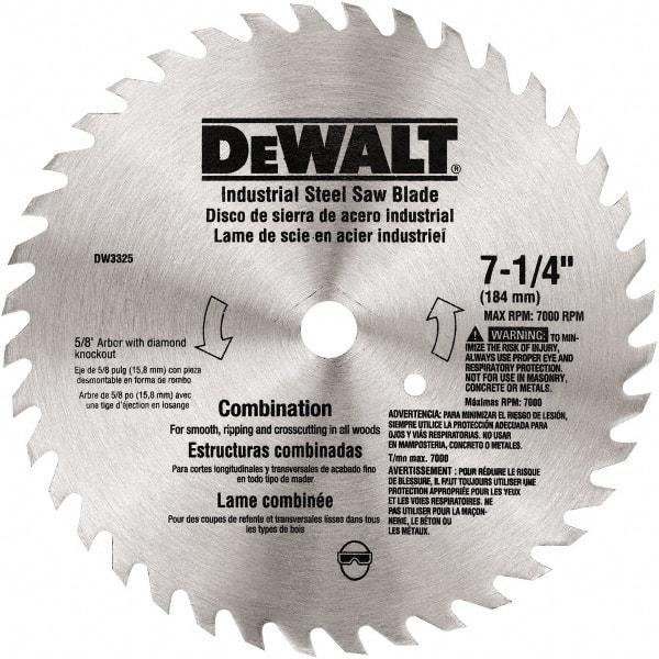 DeWALT - 7-1/4" Diam, 80 Tooth Wet & Dry Cut Saw Blade - Steel, Standard Round Arbor - Makers Industrial Supply