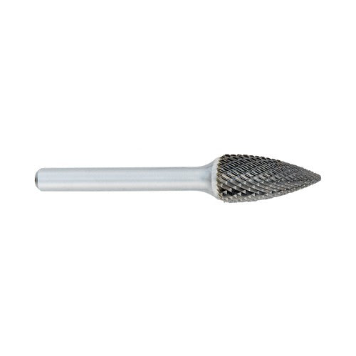 ‎SG-1 -1/4 × 5/8 LOC × 1/4 Shank × 2 OAL Pointed Tree Carbide Medium Tough Cut Burr - Makers Industrial Supply