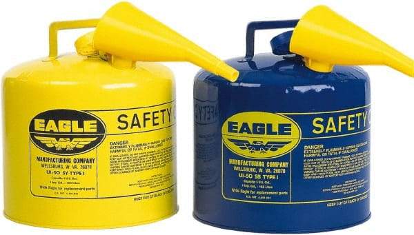 Eagle - 5 Gal Galvanized Steel Type I Safety Can - 13-1/2" High x 12-1/2" Diam, Blue - Makers Industrial Supply