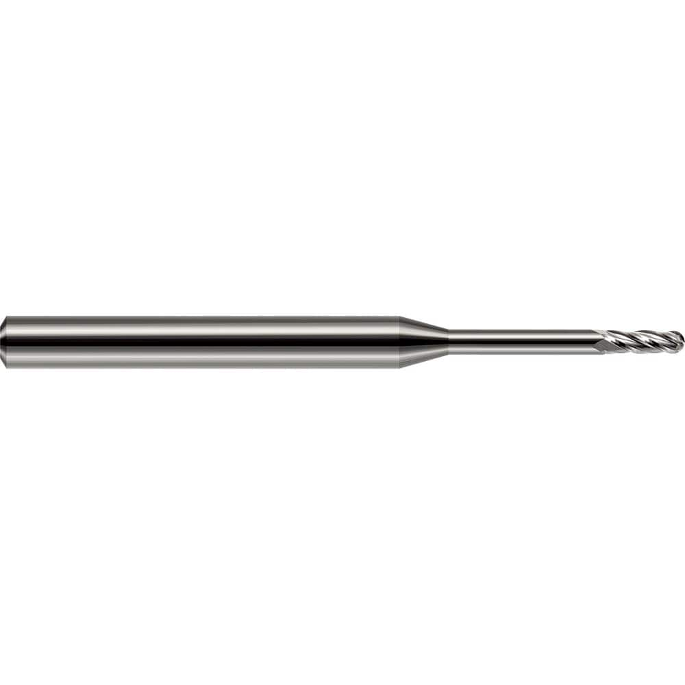 Harvey Tool - 0.045" Diam, 0.135" LOC, 4 Flute Solid Carbide Ball End Mill - Exact Industrial Supply