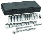 30 Piece - 3/8" Drive - 12 Point - Socket & Ratchet Set SAE - Makers Industrial Supply