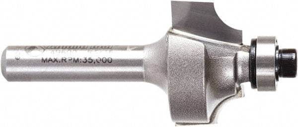 Amana Tool - 7/8" Cut Diam, 1/2" Length of Cut, 2 Flute Beading Edge Profile Router Bit - Carbide-Tipped, 1/4" Shank Diam, 2" OAL, Uncoated - Makers Industrial Supply