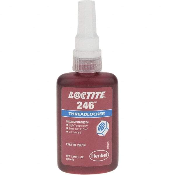 Loctite - 50 mL, Red, Medium Strength Threadlocker - Series 246 - Makers Industrial Supply