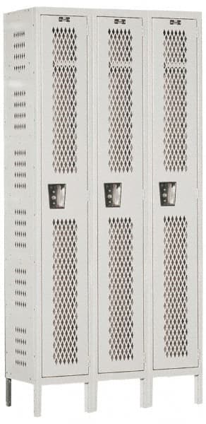 Hallowell - 3 Door, 1 Tier, Heavy-Duty Ventilated Wardrobe & Box Lockers - Makers Industrial Supply