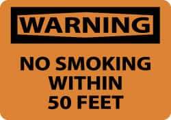 NMC - "Warning - No Smoking Within 50 Feet", 10" Long x 14" Wide, Rigid Plastic Safety Sign - Rectangle, 0.05" Thick, Use for Accident Prevention - Makers Industrial Supply